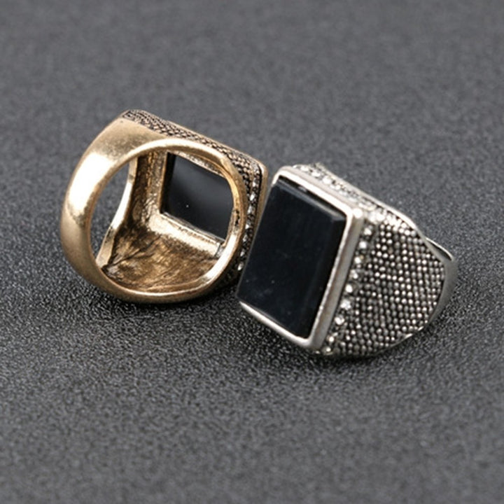 Luxury Middle East Large Square Rhinestone Men Finger Ring Jewelry Decor Gift Image 4