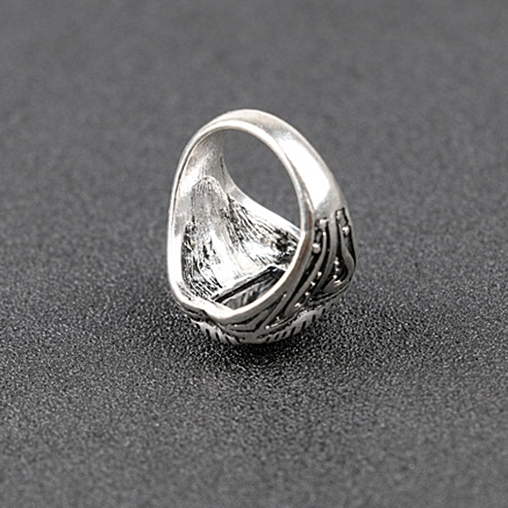 Retro Engraving Pattern Artificial Gemstone Alloy Finger Ring Men Jewelry Gift Image 9