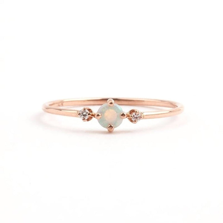 Elegant Inlaid Faux Opal Gemstone Finger Ring Wedding Engagement Women Jewelry Image 4