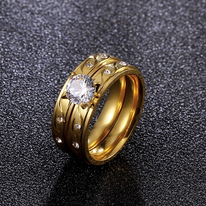 Chic Jewelry Gilding Finger Ring Inlaid Zircon Wedding Party Women Luxury Gift Image 2