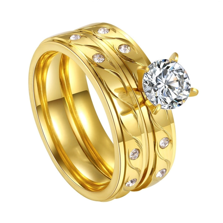 Chic Jewelry Gilding Finger Ring Inlaid Zircon Wedding Party Women Luxury Gift Image 3