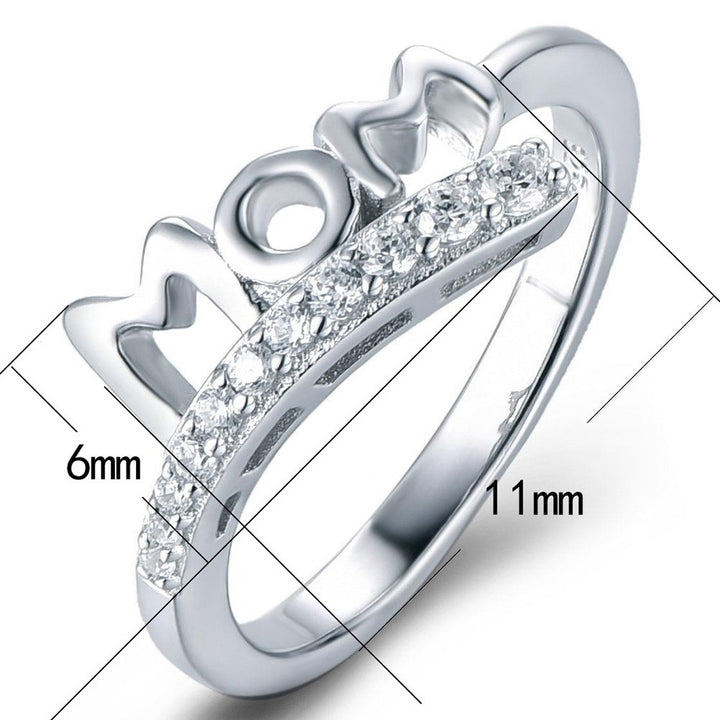 Fashion Zircon Inlaid Hollow Mom Letter Finger Band Ring Mothers Day Gifts Image 6