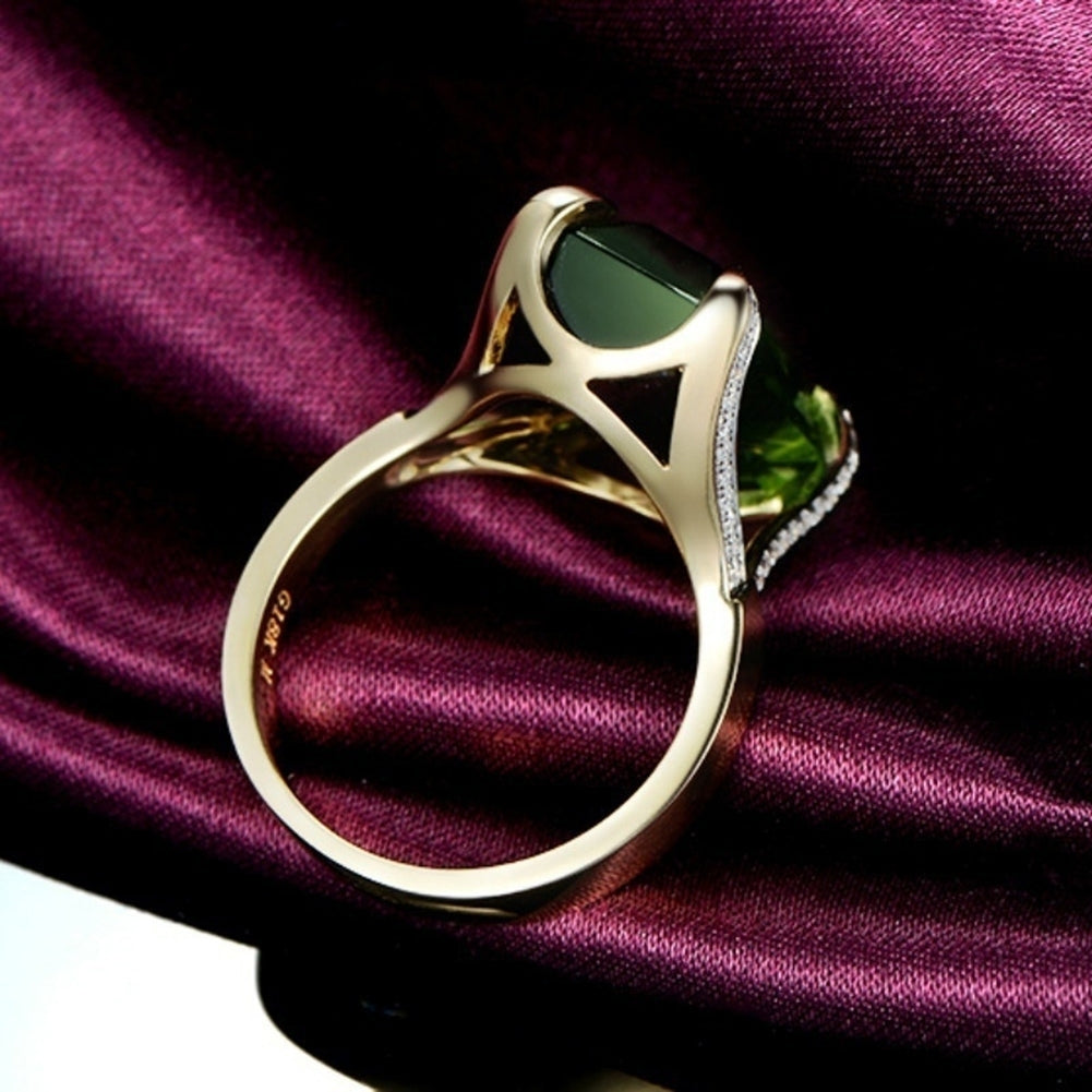 Fashion Green Faux Gemstone Rhinestone Women Finger Ring Charming Jewelry Gift Image 7