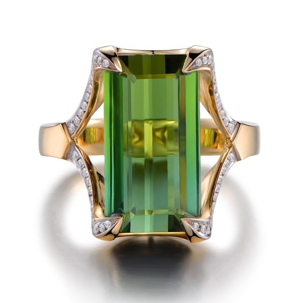 Fashion Green Faux Gemstone Rhinestone Women Finger Ring Charming Jewelry Gift Image 8