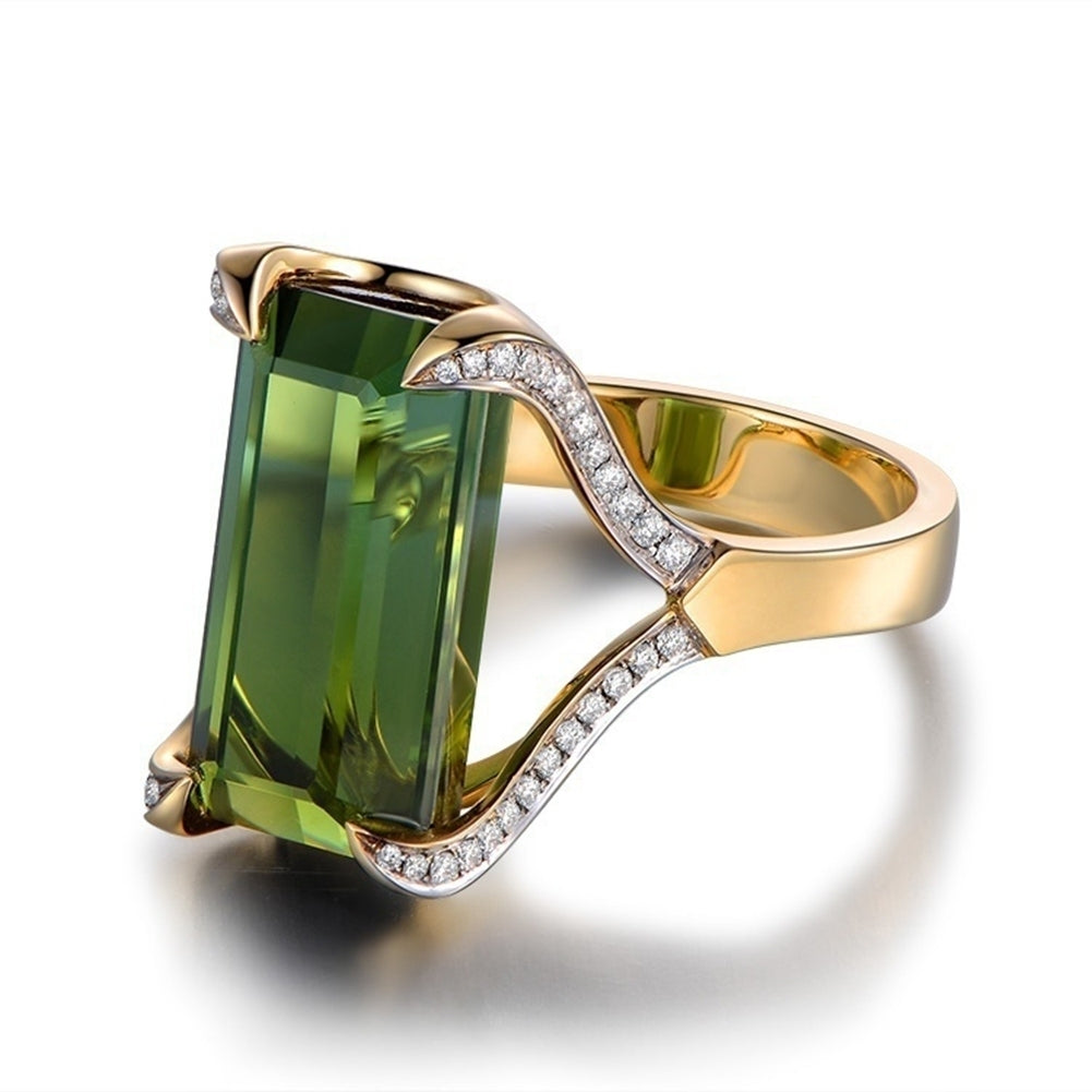 Fashion Green Faux Gemstone Rhinestone Women Finger Ring Charming Jewelry Gift Image 9