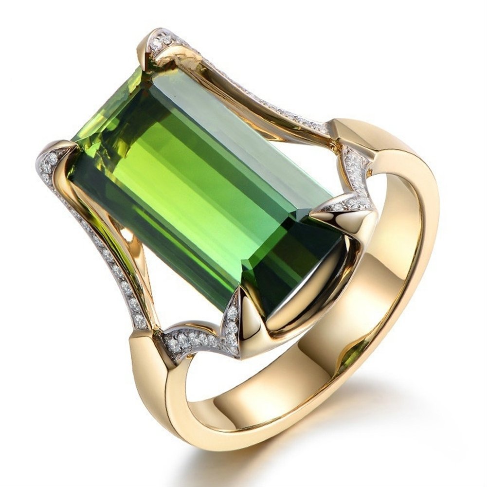 Fashion Green Faux Gemstone Rhinestone Women Finger Ring Charming Jewelry Gift Image 10