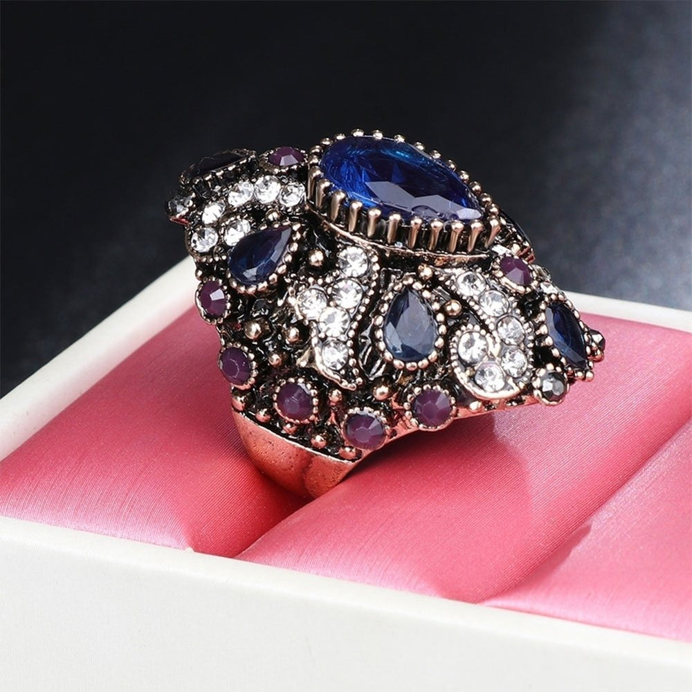 Fashion Shiny Rhinestone Punk Women Finger Ring Statement Jewelry Party Gift Image 2