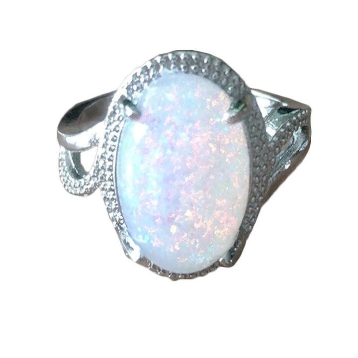 Fashion Women Super Shining Oval Shape Artificial Opal Ring Finger Jewelry Gift Image 8