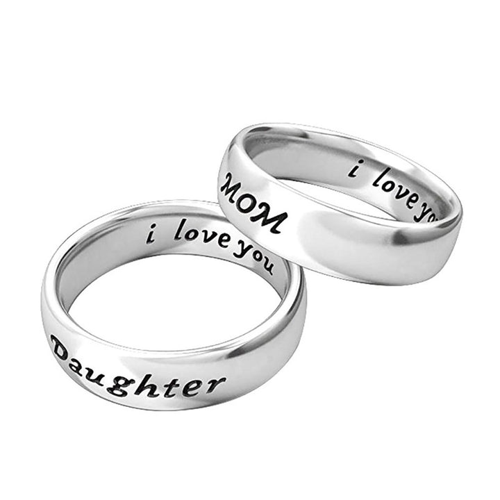 I Love You Carved Letter Finger Ring Mom-Daughter Jewelry Image 4