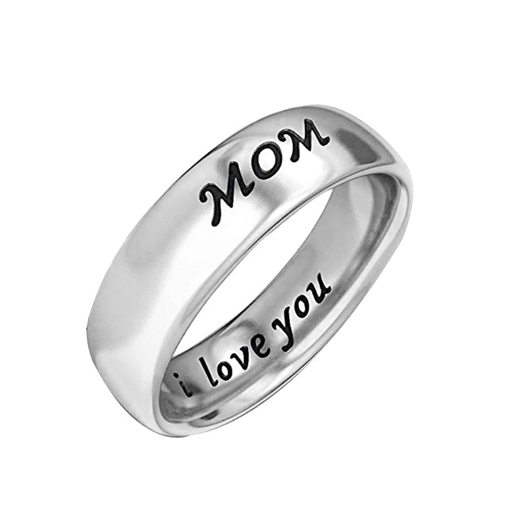 I Love You Carved Letter Finger Ring Mom-Daughter Jewelry Image 6