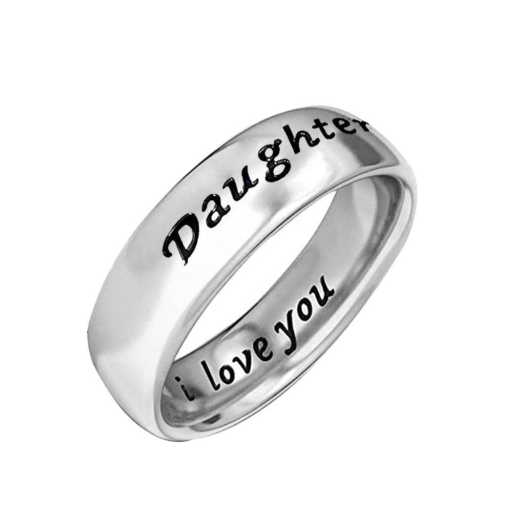 I Love You Carved Letter Finger Ring Mom-Daughter Jewelry Image 7