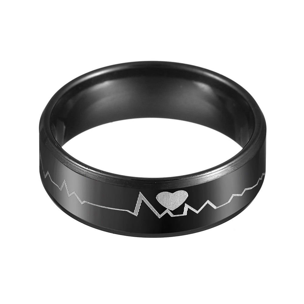 Fashion Men ECG Heartbeat Band Finger Ring Party Club Jewelry Birthday Gift Image 3