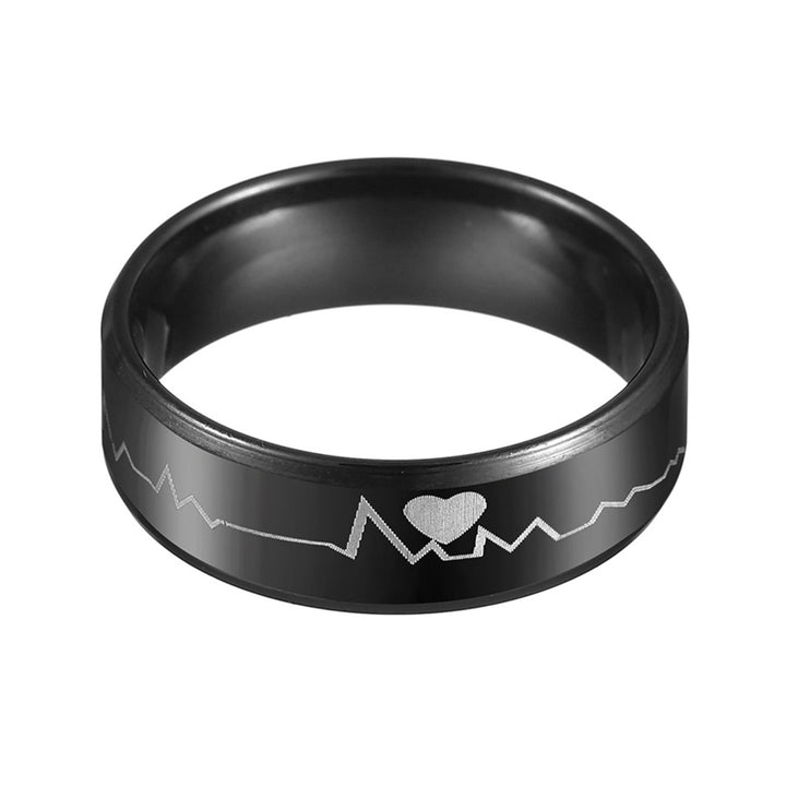 Fashion Men ECG Heartbeat Band Finger Ring Party Club Jewelry Birthday Gift Image 3