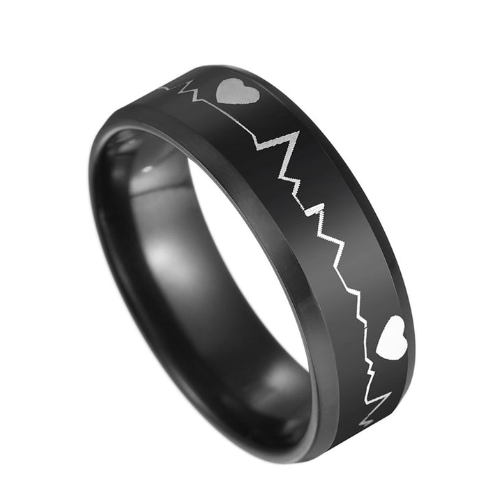 Fashion Men ECG Heartbeat Band Finger Ring Party Club Jewelry Birthday Gift Image 4