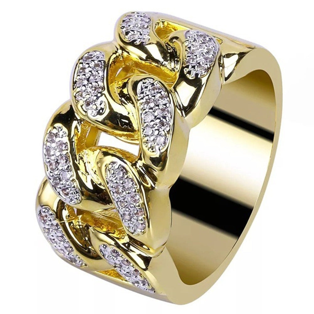 Luxury Hollowed Buckle Rhinestone Wide Ring Men Jewelry Party Banquet Decor Image 1