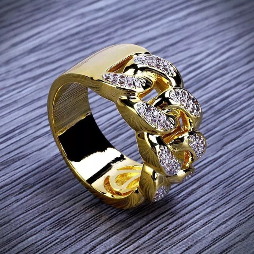 Luxury Hollowed Buckle Rhinestone Wide Ring Men Jewelry Party Banquet Decor Image 4