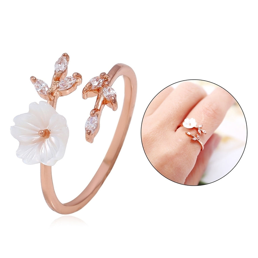 Fashion Flower Zircon Opening Finger Ring Adjustable Women Jewelry Party Gift Image 1