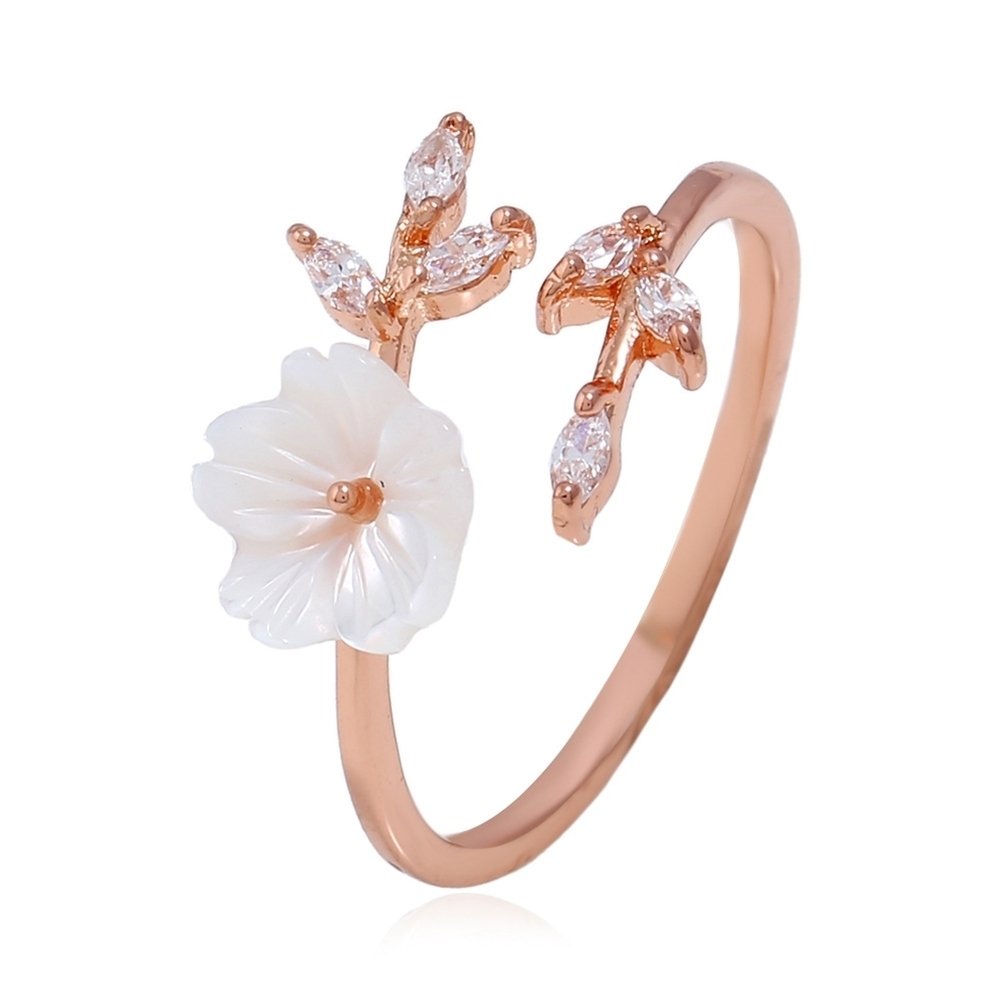 Fashion Flower Zircon Opening Finger Ring Adjustable Women Jewelry Party Gift Image 6