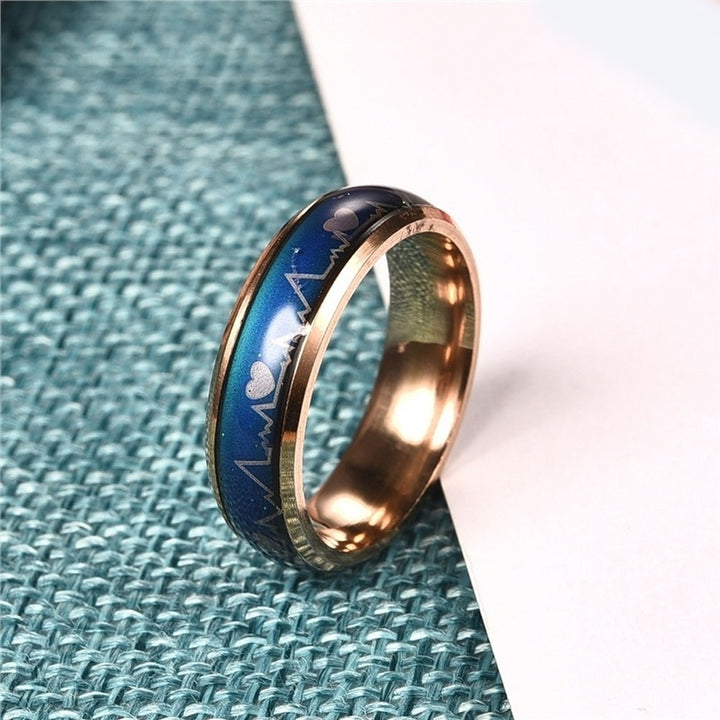 Fashion Men Women Mood Changing Color Heart Beat Ring Party Jewelry Couple Band Image 4