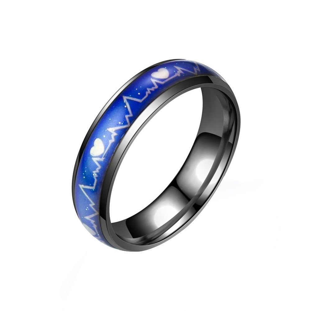 Fashion Men Women Mood Changing Color Heart Beat Ring Party Jewelry Couple Band Image 6