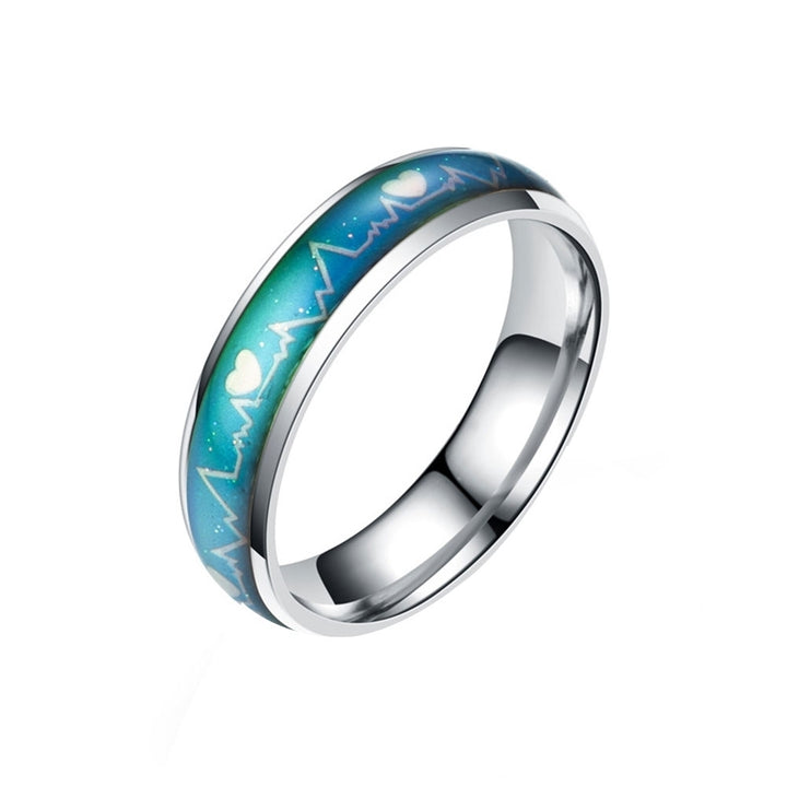 Fashion Men Women Mood Changing Color Heart Beat Ring Party Jewelry Couple Band Image 7