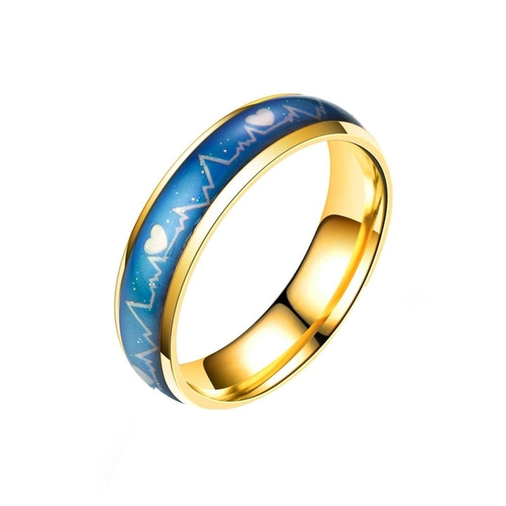 Fashion Men Women Mood Changing Color Heart Beat Ring Party Jewelry Couple Band Image 8