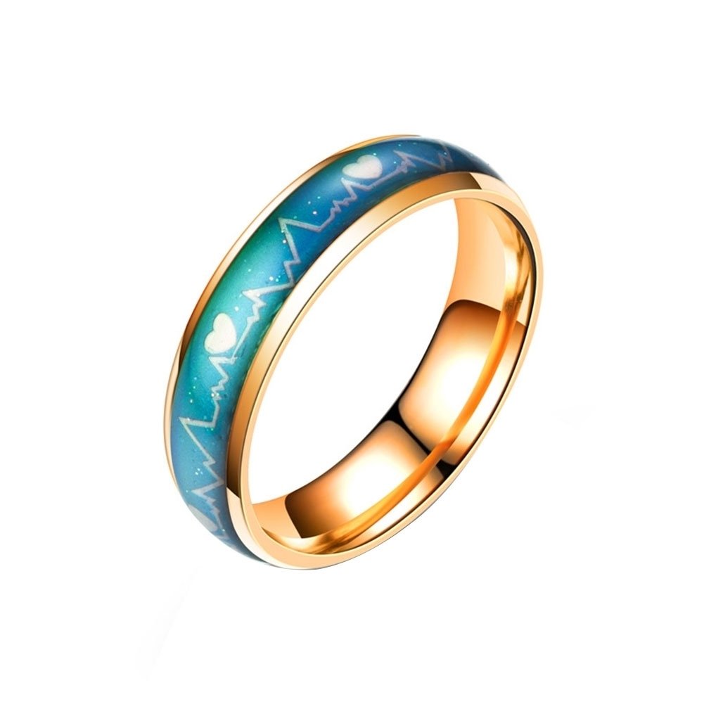 Fashion Men Women Mood Changing Color Heart Beat Ring Party Jewelry Couple Band Image 9