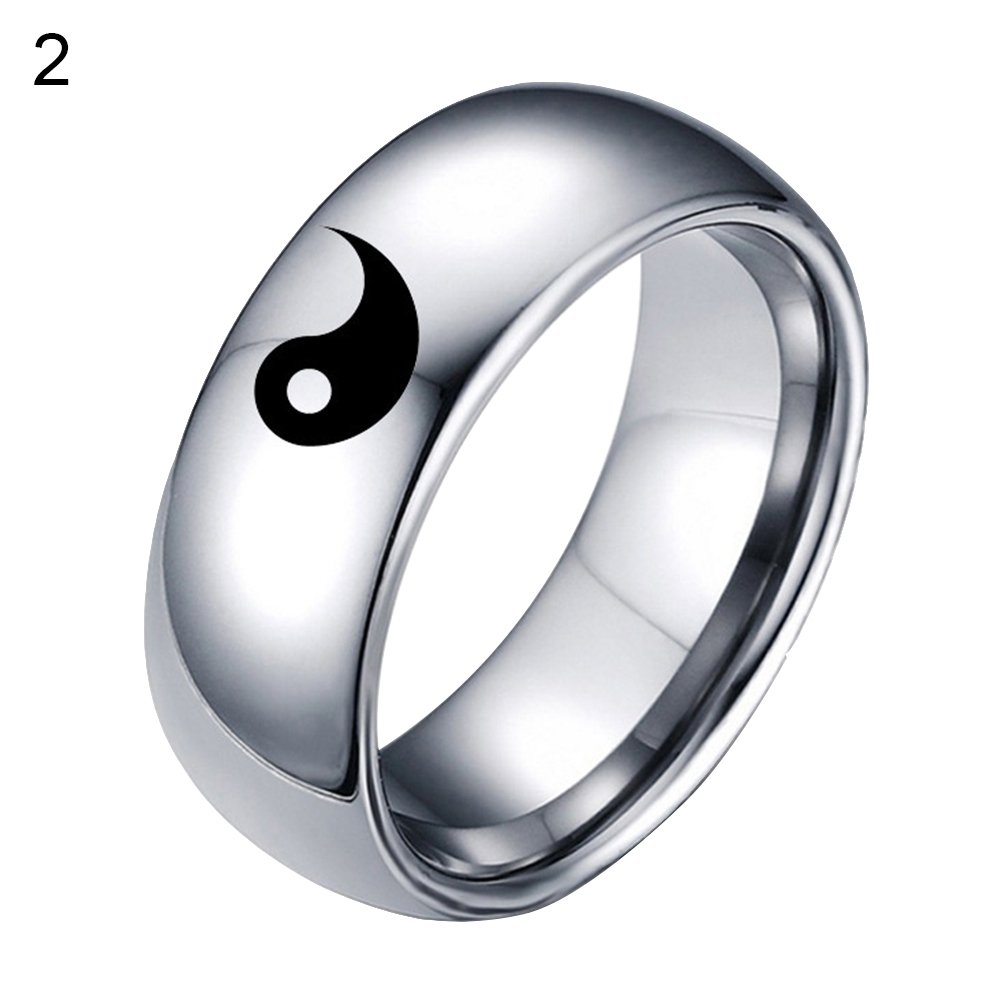 Men Women Yin Yang Sign Band Fashion Titanium Steel Ring Lover Couple Jewelry Image 4