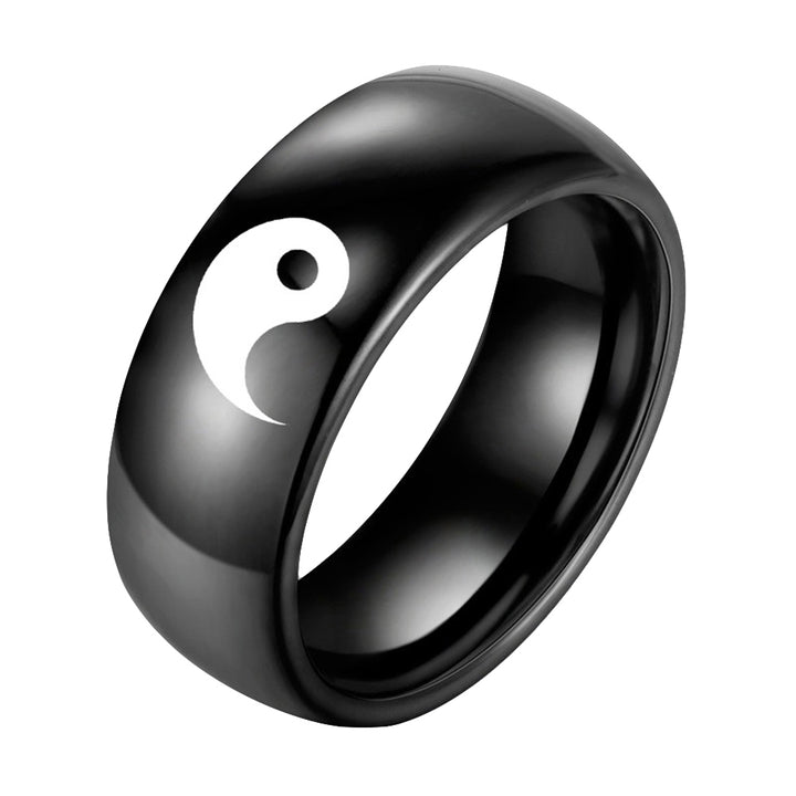 Men Women Yin Yang Sign Band Fashion Titanium Steel Ring Lover Couple Jewelry Image 6