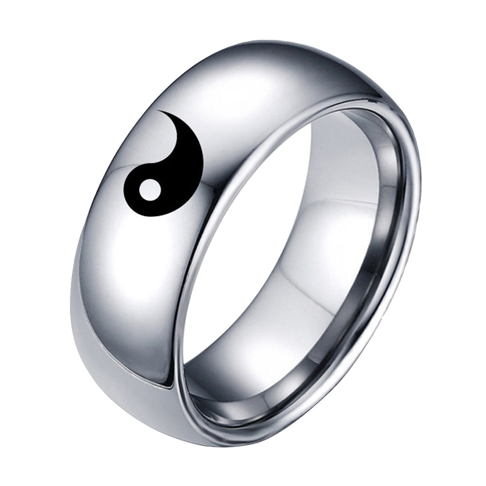 Men Women Yin Yang Sign Band Fashion Titanium Steel Ring Lover Couple Jewelry Image 7