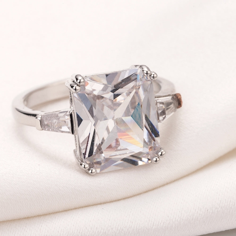 Women Exquisite Square Zircon Band Party Jewelry Promise Engagement Ring Gift Image 2