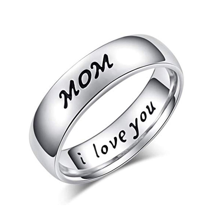 Titanium Steel Mom Son I Love You Carved Letter Finger Ring Mothers Day Jewelry Image 1