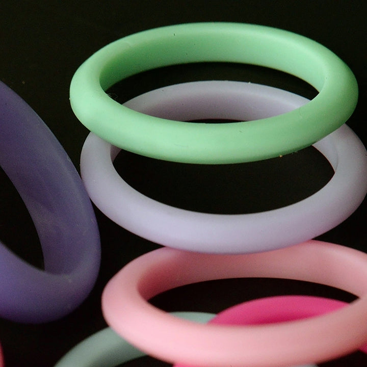 10Pcs Women Fashion Silicone Wedding Band Ring Jewelry Solid Color Party Gift Image 6