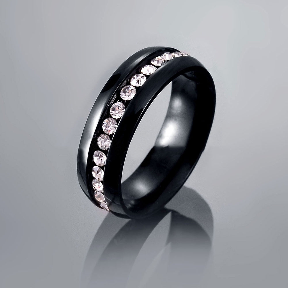 Women Men Fashion Stainless Steel Rhinestones Band Party Ring Jewelry Gift Image 3