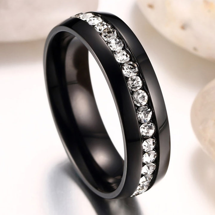 Women Men Fashion Stainless Steel Rhinestones Band Party Ring Jewelry Gift Image 8