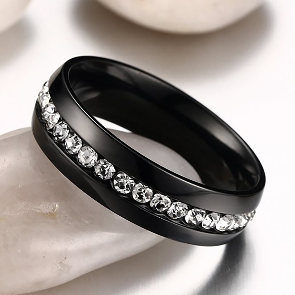 Women Men Fashion Stainless Steel Rhinestones Band Party Ring Jewelry Gift Image 9