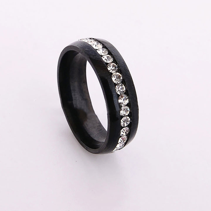 Women Men Fashion Stainless Steel Rhinestones Band Party Ring Jewelry Gift Image 10