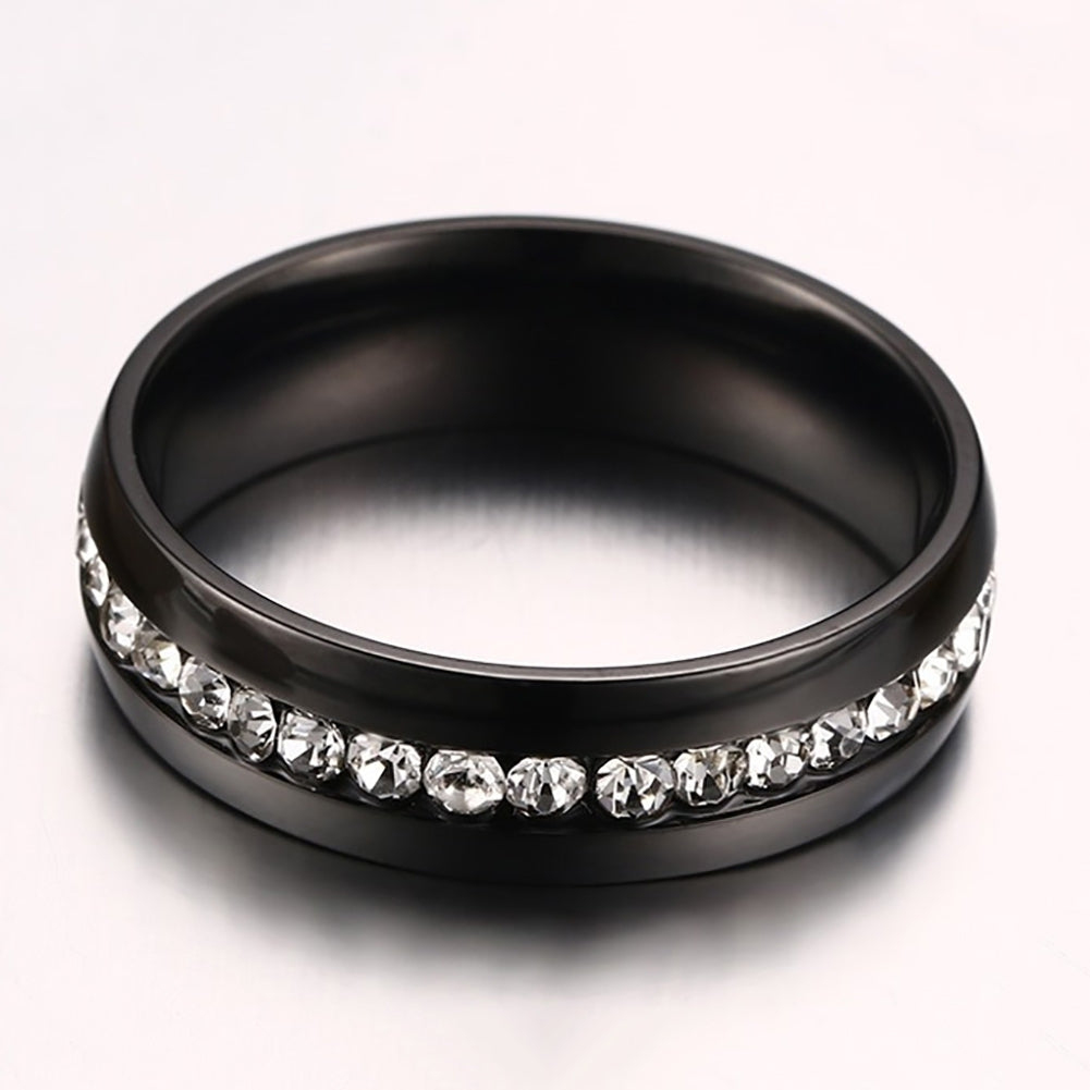 Women Men Fashion Stainless Steel Rhinestones Band Party Ring Jewelry Gift Image 11