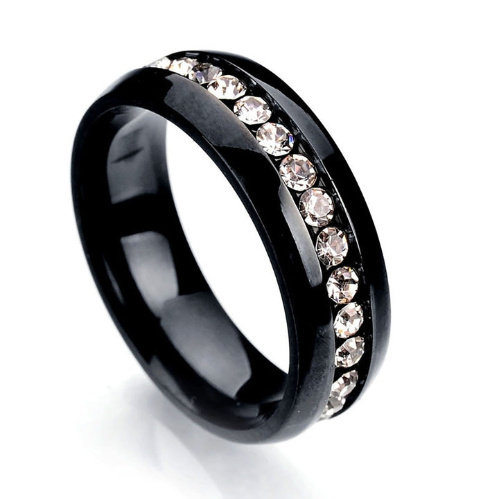 Women Men Fashion Stainless Steel Rhinestones Band Party Ring Jewelry Gift Image 12