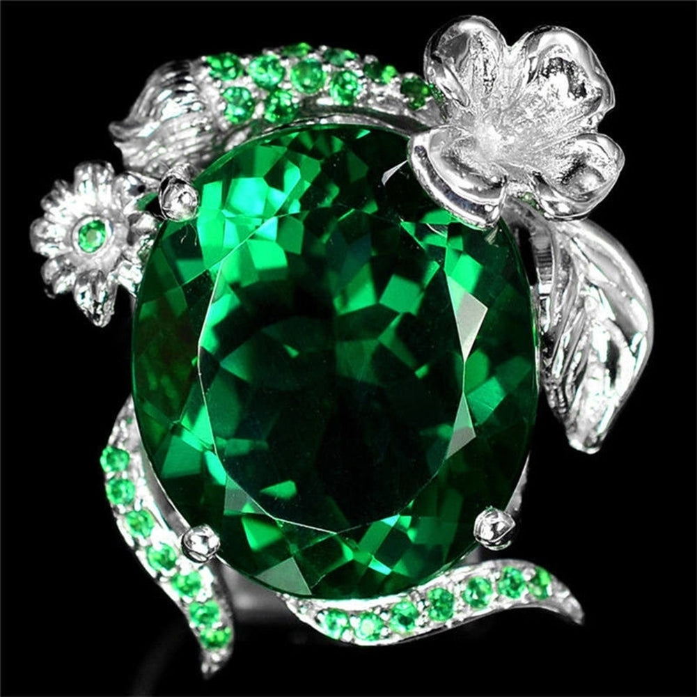 Fashion Women Faux Emerald Band Party Banquet Proposal Finger Ring Jewelry Gift Image 1