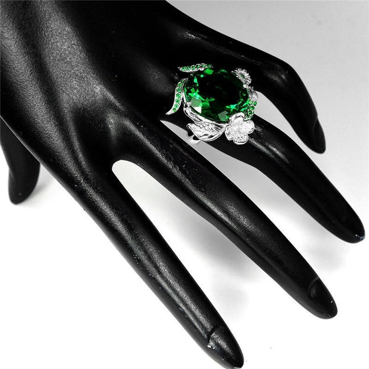 Fashion Women Faux Emerald Band Party Banquet Proposal Finger Ring Jewelry Gift Image 4