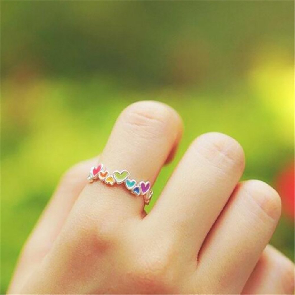 Luminous Colorful Hearts Lovers Couples Ring Promise Wedding Party Jewelry Decor Image 6