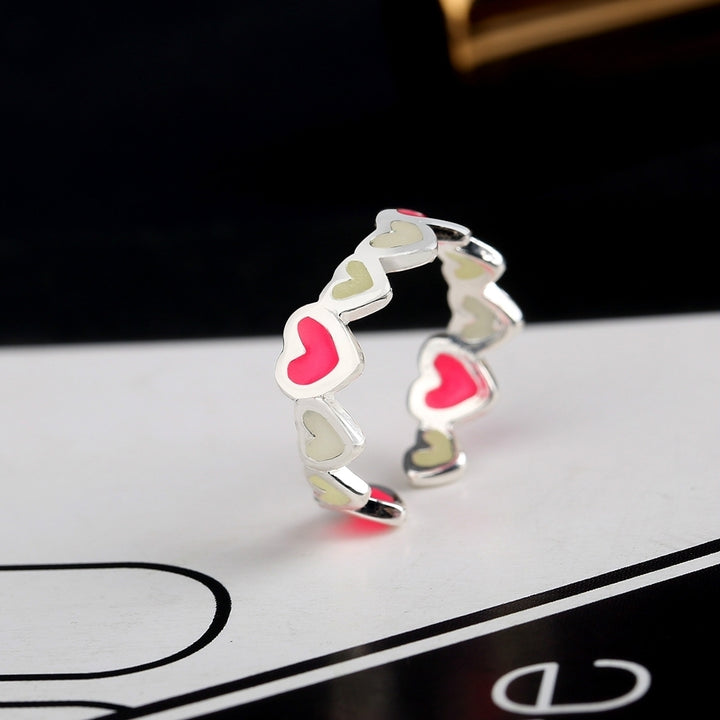 Luminous Colorful Hearts Lovers Couples Ring Promise Wedding Party Jewelry Decor Image 7