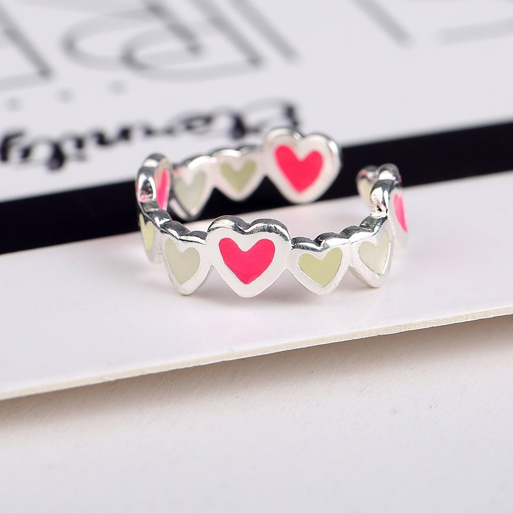 Luminous Colorful Hearts Lovers Couples Ring Promise Wedding Party Jewelry Decor Image 9