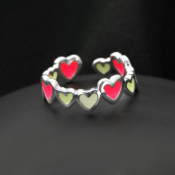 Luminous Colorful Hearts Lovers Couples Ring Promise Wedding Party Jewelry Decor Image 11