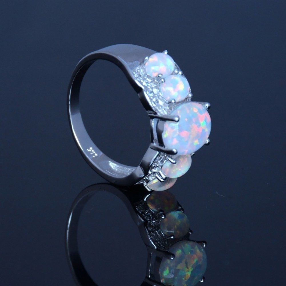 Fashion Women Oval Faux Opal Ring Engagement Wedding Band Party Jewelry Gift Image 2