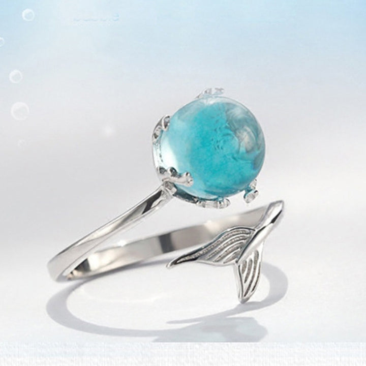 Adjustable Mermaid Tail Blue Rhinestone Bubble Finger Opening Women Ring Gift Image 11