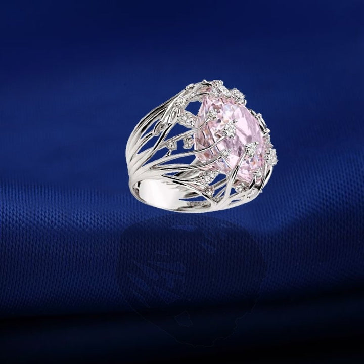 Elegant Alloy Hollow Rattan Tree Cubic Zircon Inlaid Women Ring Party Jewelry Image 6