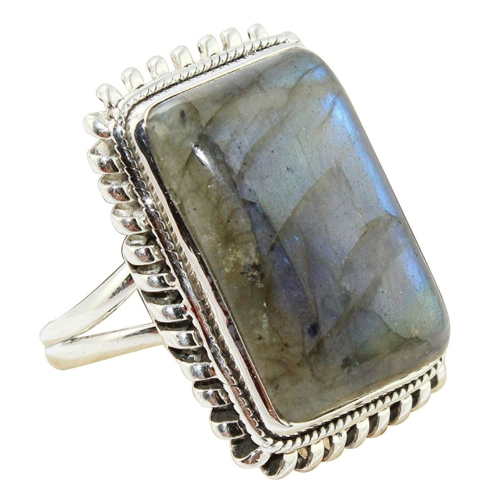 Retro Rectangle Faux Gemstone Womens Finger Ring Party Banquet Jewelry Gift Image 2