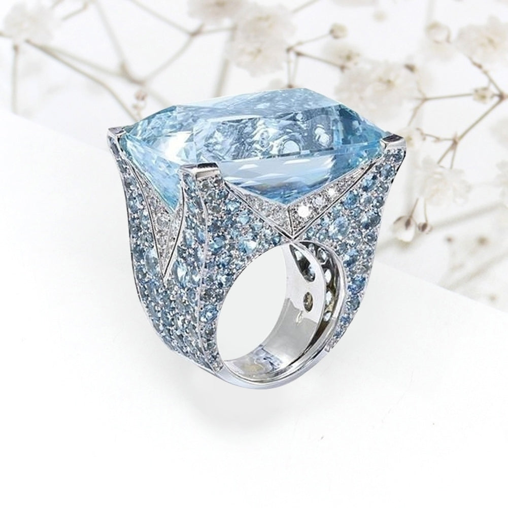 Sparkling Women Cubic Zirconia Ring Bride Wedding Engagement Party Jewelry Gift Image 1